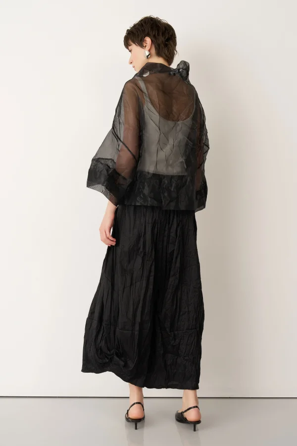 Siyah Etek Ucu Balon Kırışık Agistri Etek - 5