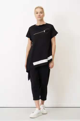 Siyah Göğsü Fermuarlı Kokkino Bluz - BIZE (1)