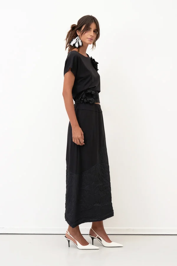 Siyah Kırışık Tafta Kumaş Miksli Kokkino Etek - 3