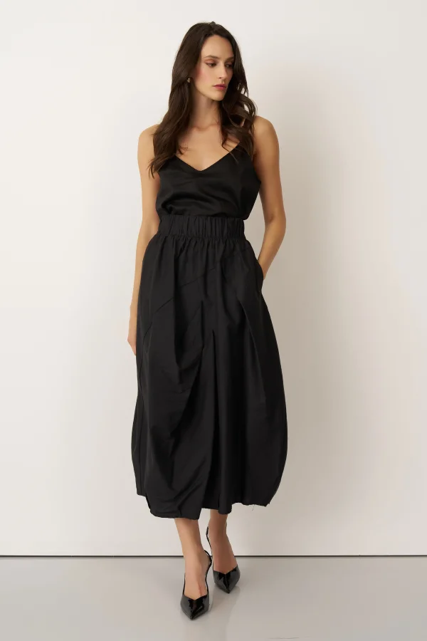 Siyah Lastikli Bel Balon Form Koufi Etek - 2