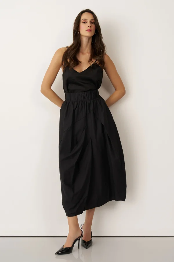 Siyah Lastikli Bel Balon Form Koufi Etek - 4