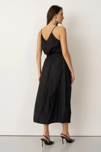 Siyah Lastikli Bel Balon Form Koufi Etek - 5