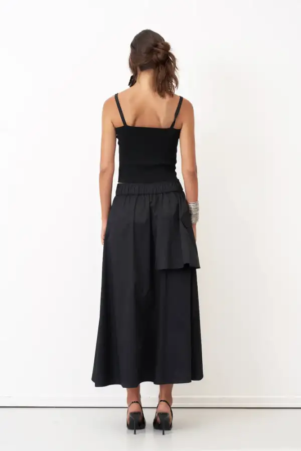 Siyah Önü Düğmeli Büyük Cepli Daskalio Etek - 5