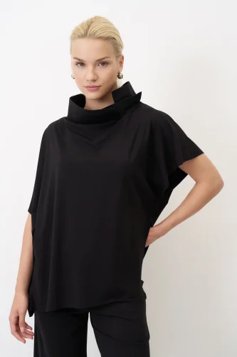 Siyah Tafta Dik Yakalı Kokkino Bluz - 4