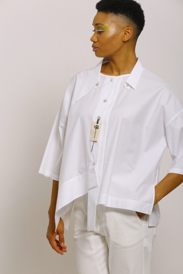 Skirt-Hemmed Shirt - White - 3