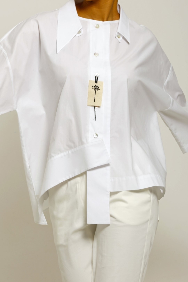 Skirt-Hemmed Shirt - White - 4