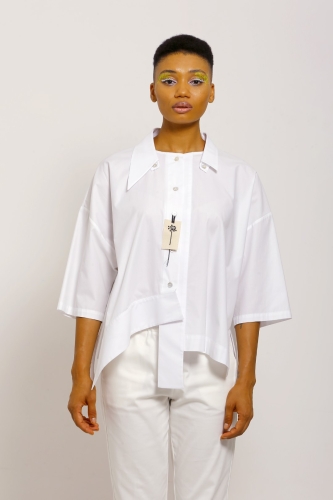 Skirt-Hemmed Shirt - White - 1