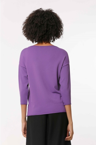 Slit Hem Rayon Sweater - Purple - 3