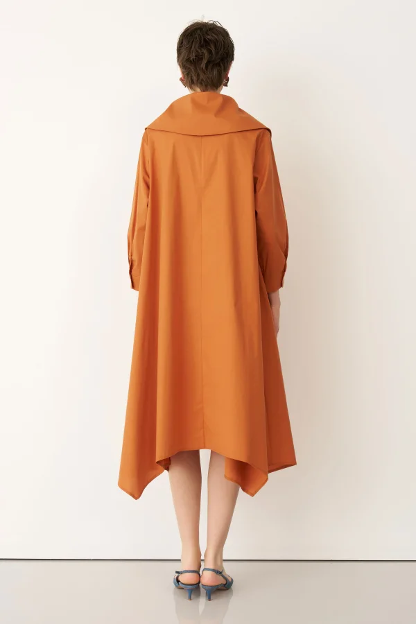 Taba Bir Yanı Baskılı Büyük Yaka Symi Elbise - 8