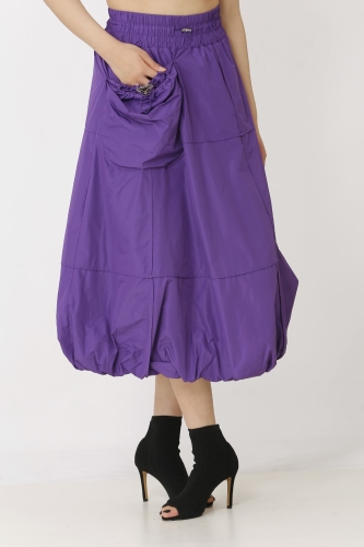 Taffeta Balloon Skirt - Purple - 1