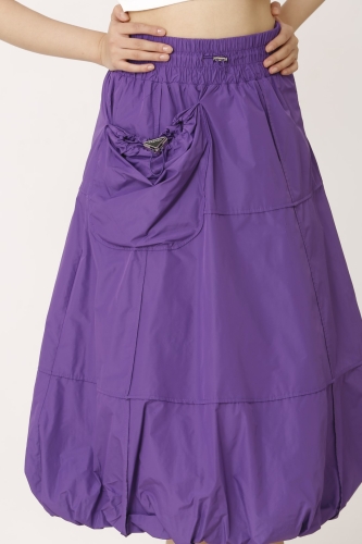 Taffeta Balloon Skirt - Purple - 4