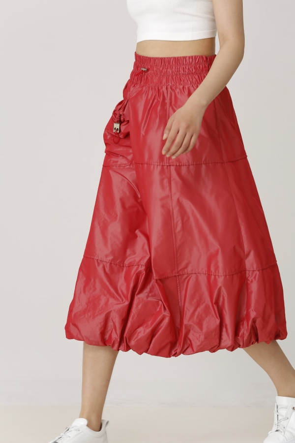 Taffeta Balloon Skirt - Red - 3