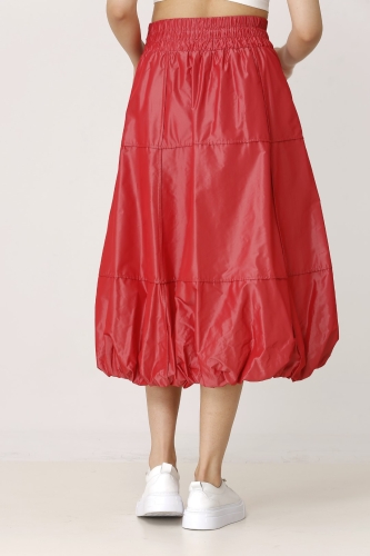 Taffeta Balloon Skirt - Red - 4