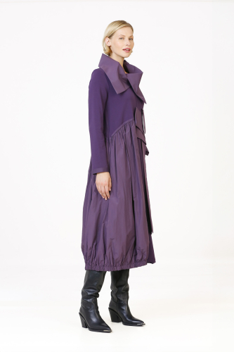 Taffeta Collar Dress - Purple - 4