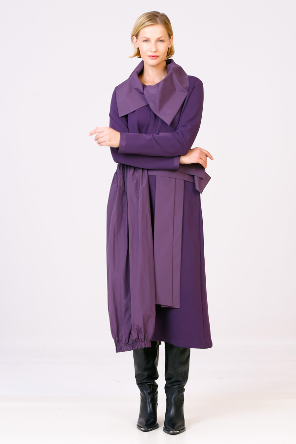 Taffeta Collar Dress - Purple - 3