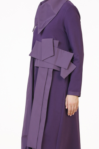 Taffeta Collar Dress - Purple - 6