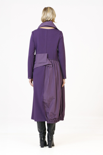 Taffeta Collar Dress - Purple - 7