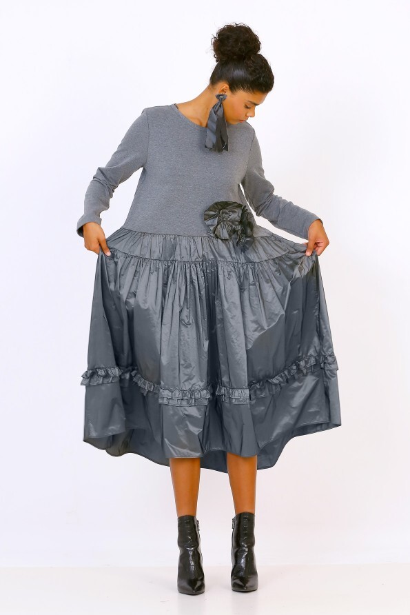 Taffeta Dress with Skirt - 4