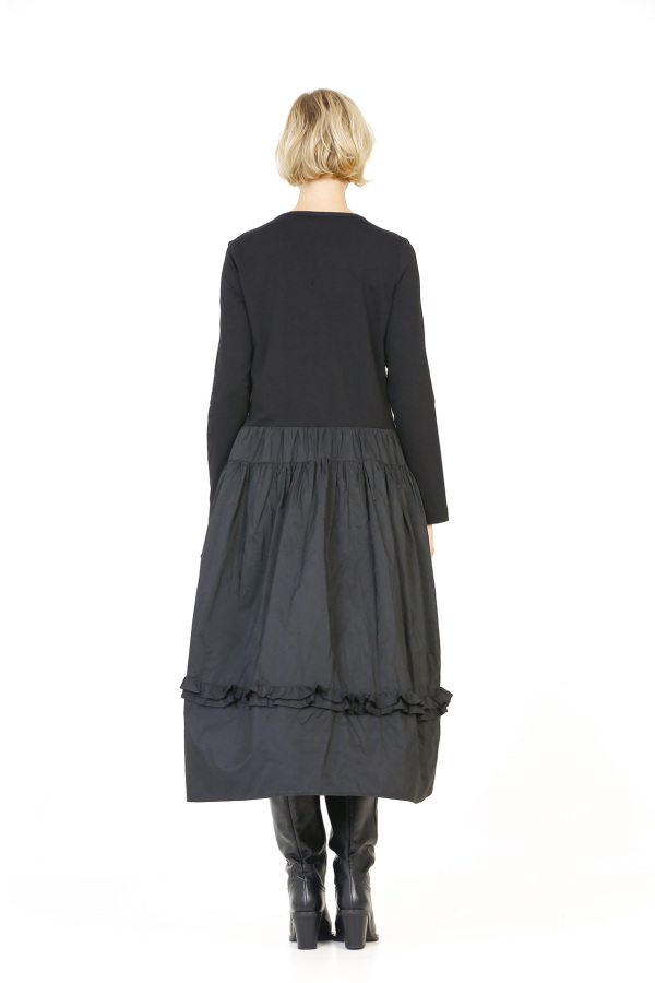 Taffeta Dress with Skirt - Black - 6