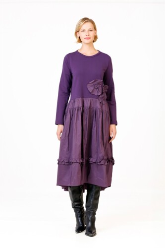 Taffeta Dress with Skirt - Purple - 3