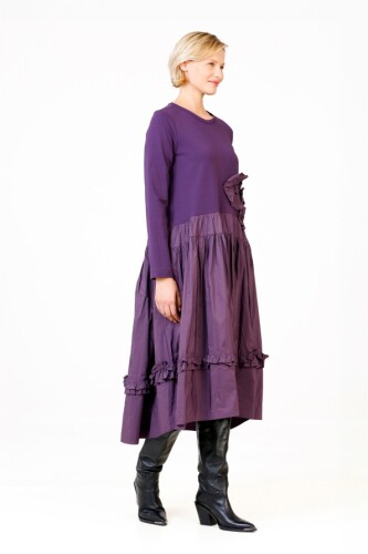 Taffeta Dress with Skirt - Purple 