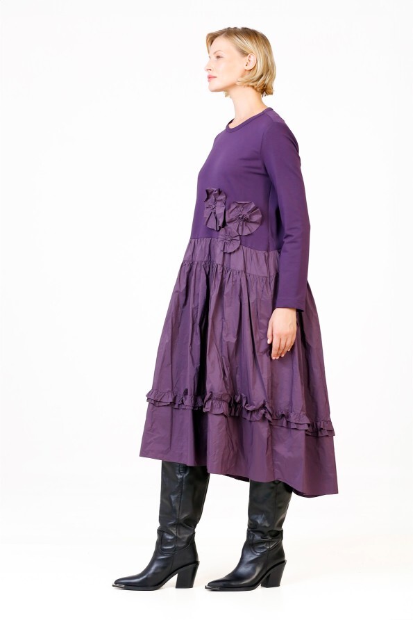 Taffeta Dress with Skirt - Purple - 2