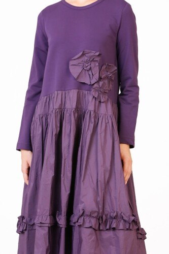 Taffeta Dress with Skirt - Purple - 4