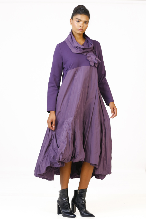 Taffeta Floral Dress - Purple - 2