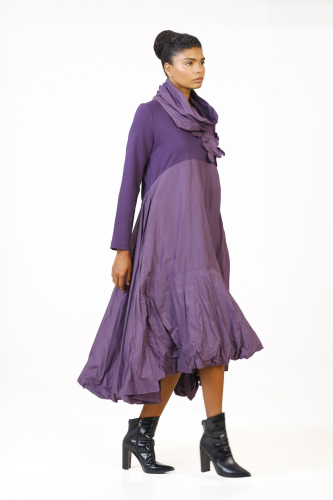 Taffeta Floral Dress - Purple - 3