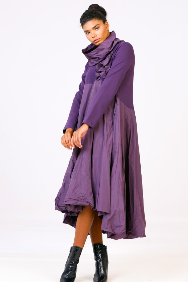 Taffeta Floral Dress - Purple - 4