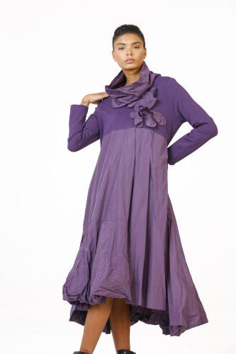 Taffeta Floral Dress - Purple 