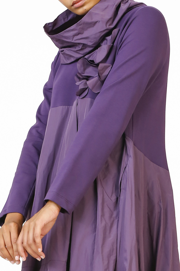 Taffeta Floral Dress - Purple - 5