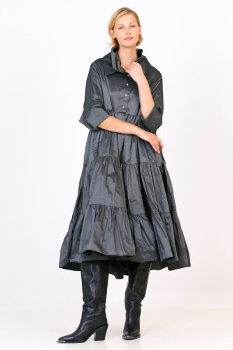 Taffeta Gathered Dress 