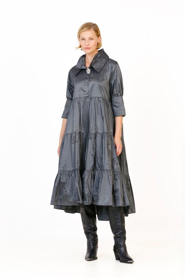 Taffeta Gathered Dress - 2