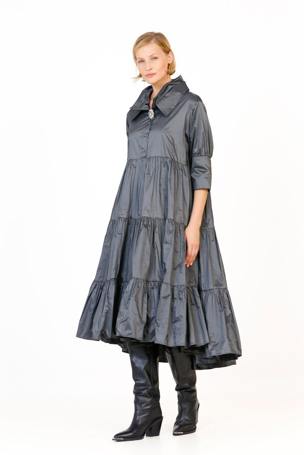 Taffeta Gathered Dress - 3