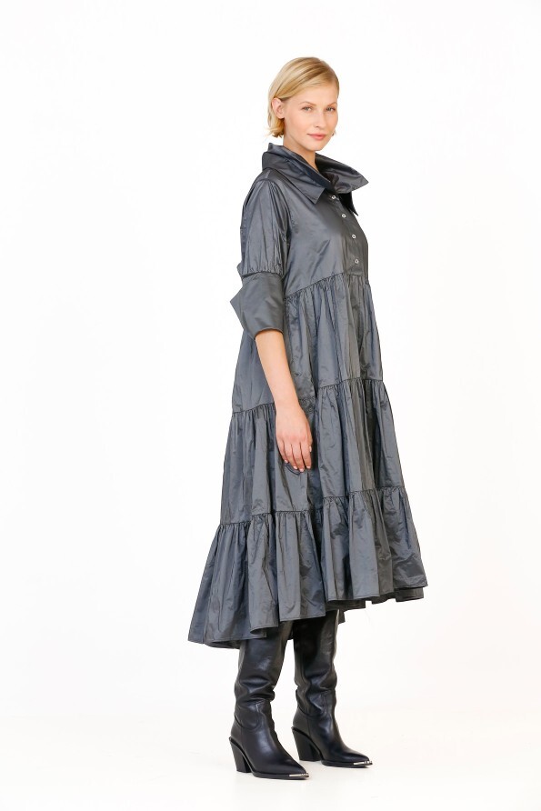 Taffeta Gathered Dress - 4