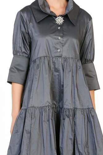 Taffeta Gathered Dress - 5