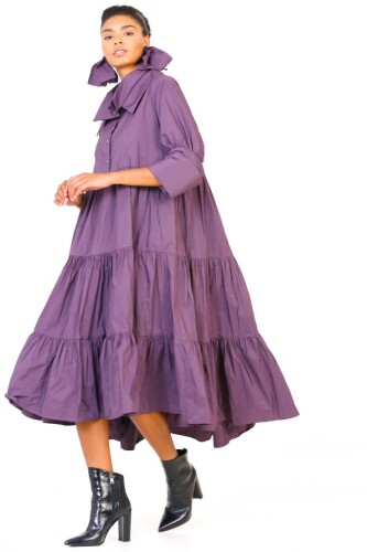 Taffeta Gathered Dress - Purple 