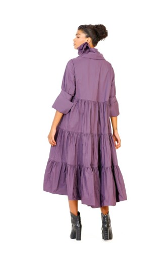 Taffeta Gathered Dress - Purple - 2