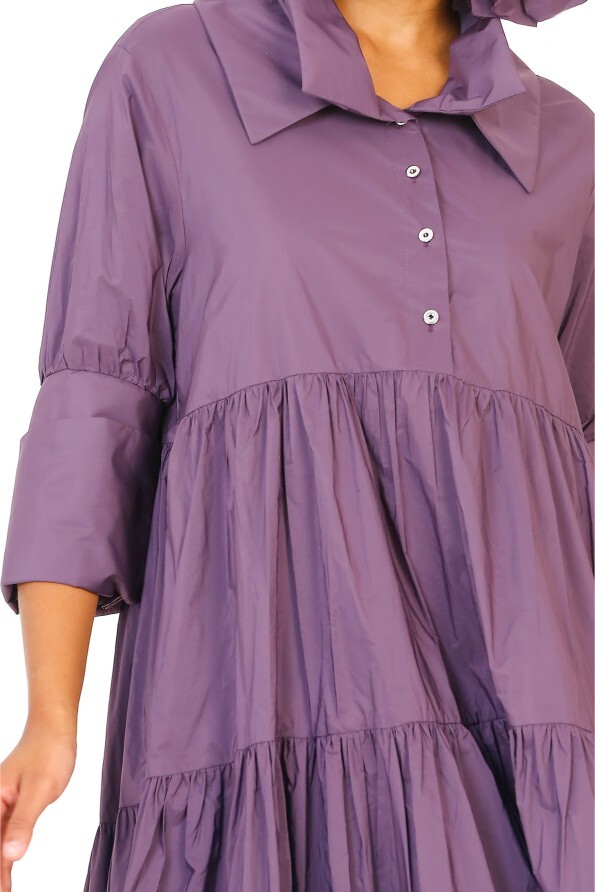 Taffeta Gathered Dress - Purple - 6