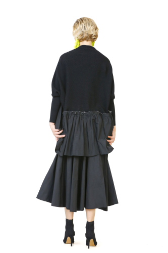 Taffeta Gathered Knitwear - Black - 6