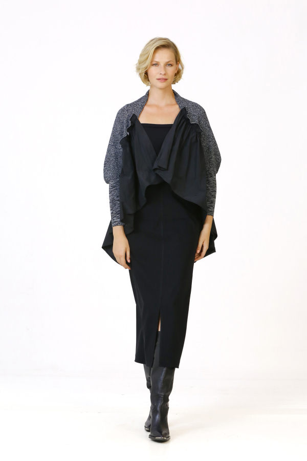 Taffeta Gathered Knitwear - Gray - 3