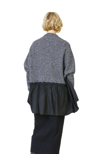 Taffeta Gathered Knitwear - Gray - 5