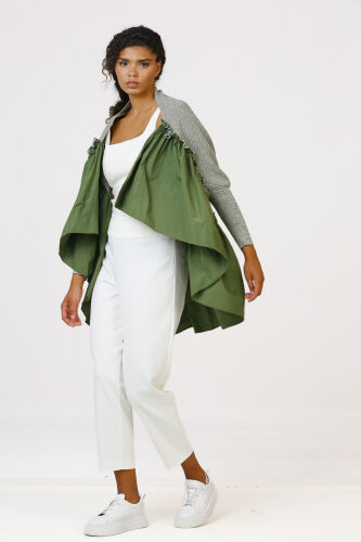 Taffeta Gathered Knitwear - Green 