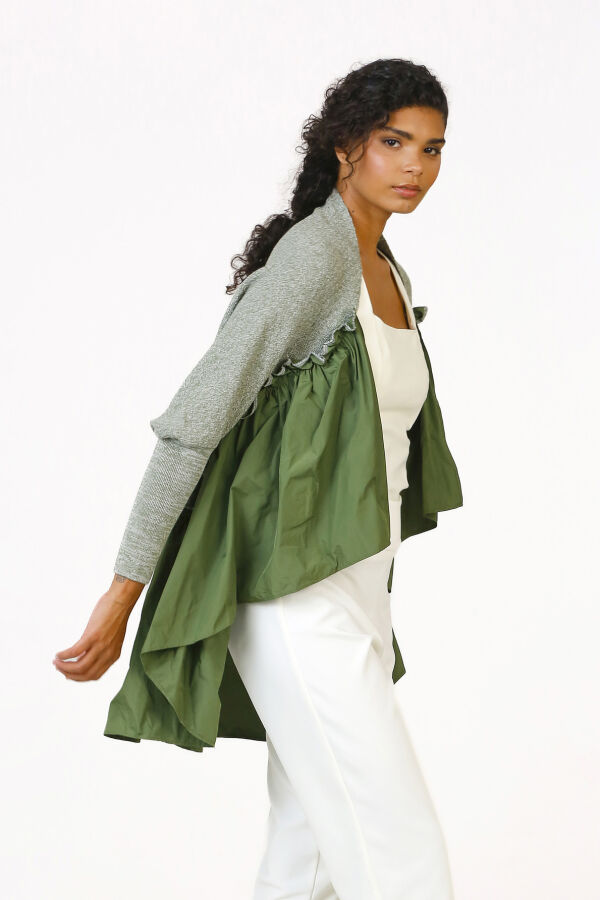 Taffeta Gathered Knitwear - Green - 3