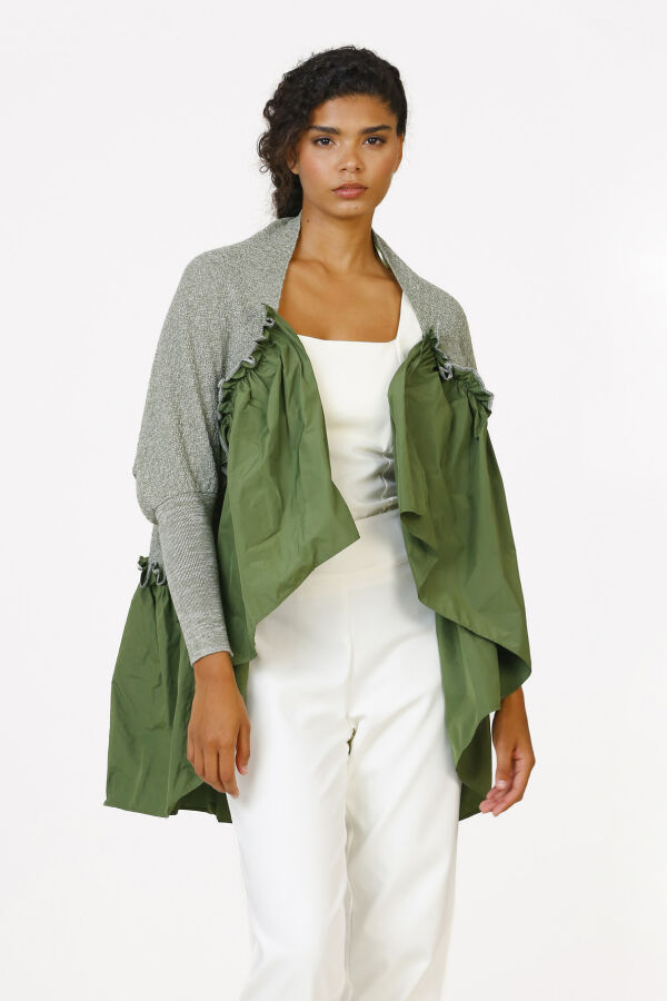 Taffeta Gathered Knitwear - Green - 2