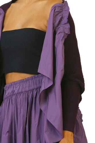 Taffeta Gathered Knitwear - Purple - 5