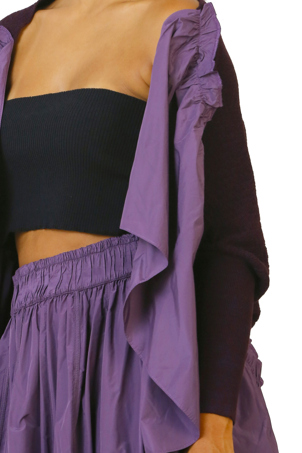 Taffeta Gathered Knitwear - Purple - 5