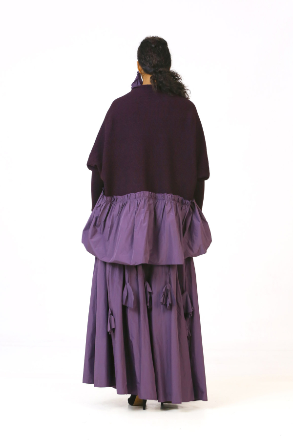 Taffeta Gathered Knitwear - Purple - 6