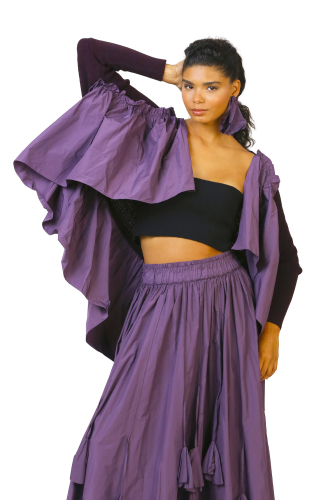 Taffeta Gathered Knitwear - Purple 